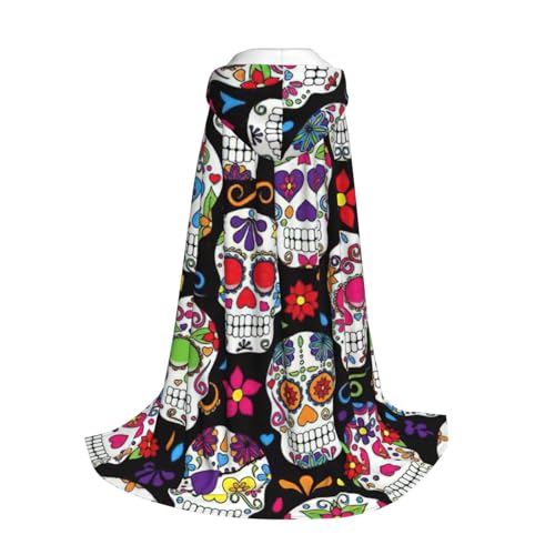 Longzehao Kapuzenumhang mit Totenkopf-Aufdruck für Kinder mit Halloween-/Weihnachts-/Cosplay-Kostüm von Longzehao