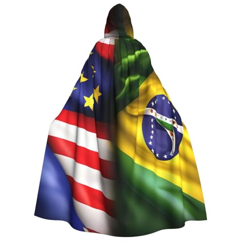 Longzehao Kapuzenumhang mit amerikanischer und brasilianischer Flagge, Unisex, für Erwachsene, Dekoration, Cosplay-Kostüme, Halloween-Kapuzenmantel Longzehao Kapuzenumhang mit amerikanischer und brasilianischer Flagge, Unisex, für Erwachsene, Dekoration, Cosplay-Kostüme, Halloween-Kapuzenmantel von Longzehao