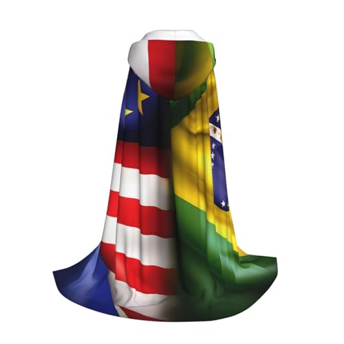 Longzehao Kapuzenumhang mit amerikanischer und brasilianischer Flagge, für Kinder mit Halloween, Weihnachten, Cosplay, Kapuzenumhang Longzehao Kapuzenumhang mit amerikanischer und brasilianischer Flagge, für Kinder mit Halloween, Weihnachten, Cosplay, Kapuzenumhang von Longzehao