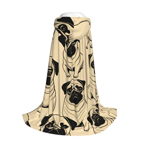 Longzehao Kapuzenumhang mit niedlichem Mops-Aufdruck für Kinder mit Halloween-/Weihnachts-/Cosplay-Kostüm Longzehao Kapuzenumhang mit niedlichem Mops-Aufdruck für Kinder mit Halloween-/Weihnachts-/Cosplay-Kostüm von Longzehao