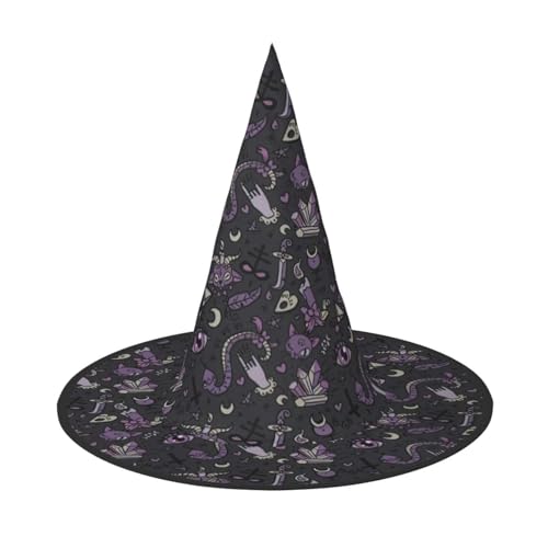 Longzehao Lila Schwarz Gothic Gruseldruck Halloween Kostüm Hexenhut Erwachsene Cosplay Karneval Party Kostüm Zubehör Longzehao Lila Schwarz Gothic Gruseldruck Halloween Kostüm Hexenhut Erwachsene Cosplay Karneval Party Kostüm Zubehör von Longzehao