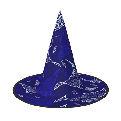 Longzehao Manta Ray und Fisch Druck Halloween Kostüm Hexenhut Erwachsene Cosplay Karneval Party Kostüm Zubehör Longzehao Manta Ray und Fisch Druck Halloween Kostüm Hexenhut Erwachsene Cosplay Karneval Party Kostüm Zubehör von Longzehao