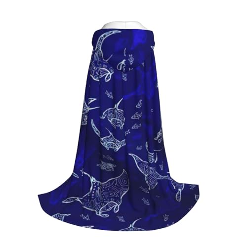 Longzehao Manta Ray und Fisch Druck Kapuzenumhang für Kinder mit Halloween Weihnachten Cosplay Kapuzenumhang Kostüm von Longzehao