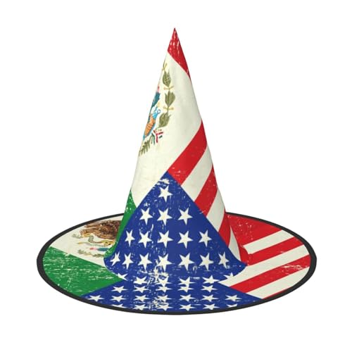 Longzehao Mexikanische amerikanische Flagge Druck Halloween Kostüm Hexenhut Erwachsene Cosplay Karneval Party Kostüm Zubehör Longzehao Mexikanische amerikanische Flagge Druck Halloween Kostüm Hexenhut Erwachsene Cosplay Karneval Party Kostüm Zubehör von Longzehao