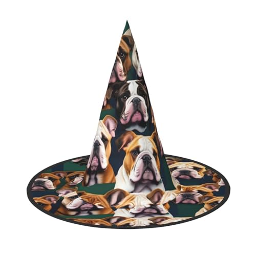 Longzehao Niedlicher englischer Bulldoggen-Druck, Halloween-Kostüm, Hexenhut, Erwachsene, Cosplay, Karneval, Party, Kostümzubehör Longzehao Niedlicher englischer Bulldoggen-Druck, Halloween-Kostüm, Hexenhut, Erwachsene, Cosplay, Karneval, Party, Kostümzubehör von Longzehao