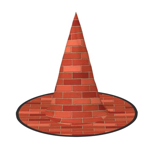 Longzehao Rote Ziegelmauer Textur Druck Halloween Kostüm Hexenhut Erwachsene Cosplay Karneval Party Kostüm Zubehör von Longzehao