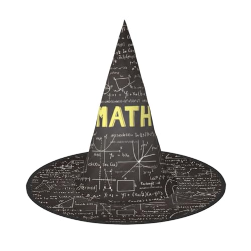 Longzehao Schulmathematik Druck Halloween Kostüm Hexenhut Erwachsene Cosplay Karneval Party Kostüm Zubehör von Longzehao