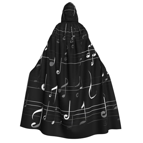 Longzehao Schwarzer Kapuzenumhang mit Musiknoten für Erwachsene, Dekoration, Cosplay-Kostüme, Halloween-Kapuzenmantel Longzehao Schwarzer Kapuzenumhang mit Musiknoten für Erwachsene, Dekoration, Cosplay-Kostüme, Halloween-Kapuzenmantel von Longzehao