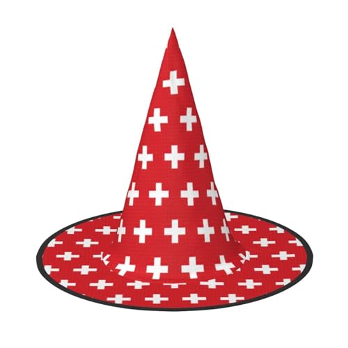 Longzehao Schweizer Flagge Druck Halloween Kostüm Hexenhut Erwachsene Cosplay Karneval Party Kostüm Zubehör Longzehao Schweizer Flagge Druck Halloween Kostüm Hexenhut Erwachsene Cosplay Karneval Party Kostüm Zubehör von Longzehao