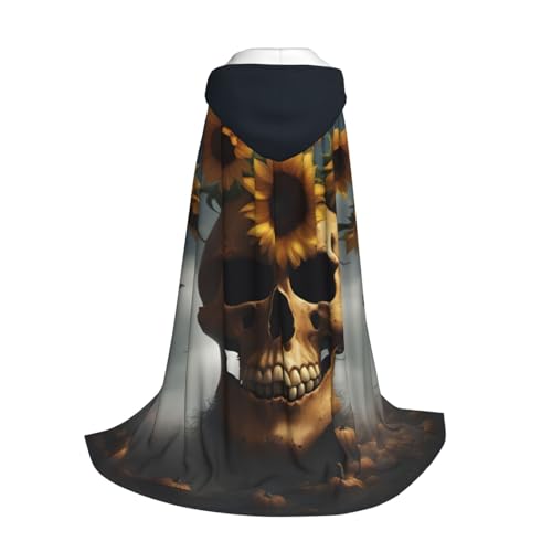 Longzehao Sonnenblumen-Halloween-Kapuzenumhang mit Totenkopf-Druck, für Kinder mit Halloween, Weihnachten, Cosplay, Kapuzenumhang Longzehao Sonnenblumen-Halloween-Kapuzenumhang mit Totenkopf-Druck, für Kinder mit Halloween, Weihnachten, Cosplay, Kapuzenumhang von Longzehao