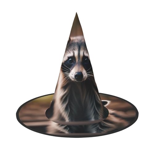Longzehao Süßer Waschbär (1) Druck Halloween Kostüm Hexenhut Erwachsene Cosplay Karneval Party Kostüm Zubehör von Longzehao