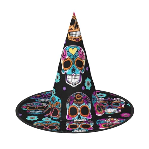 Longzehao Sugar Skull Print Halloween Kostüm Hexenhut Erwachsene Cosplay Karneval Party Kostüm Zubehör von Longzehao