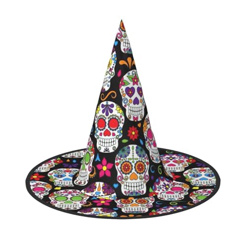Longzehao Sugar Skulls Print Halloween Kostüm Hexenhut Erwachsene Cosplay Karneval Party Kostüm Zubehör von Longzehao