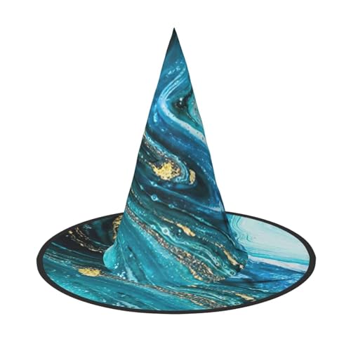 Longzehao Türkis, Blau, Gold, Marmor-Druck, Halloween-Kostüm, Hexenhut, Erwachsene, Cosplay, Karneval, Party, Kostümzubehör Longzehao Türkis, Blau, Gold, Marmor-Druck, Halloween-Kostüm, Hexenhut, Erwachsene, Cosplay, Karneval, Party, Kostümzubehör von Longzehao