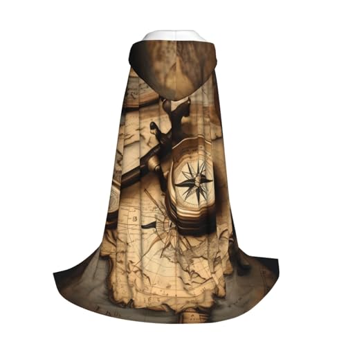 Longzehao Umhang mit Kompass und alter Weltkarte für Kinder mit Kapuze für Halloween, Weihnachten, Cosplay, Kostüm Longzehao Umhang mit Kompass und alter Weltkarte für Kinder mit Kapuze für Halloween, Weihnachten, Cosplay, Kostüm von Longzehao