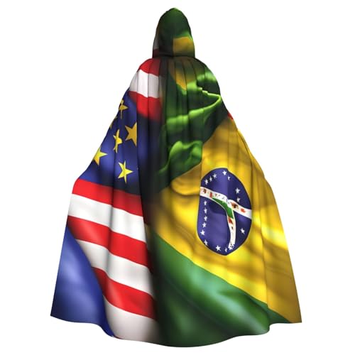 Longzehao Uni Bademäntel, Umhang für Erwachsene, amerikanische und brasilianische Flaggen, bedruckt, Kapuzenumhang für Cosplay, Halloween, Karneval, Kostüme Longzehao Uni Bademäntel, Umhang für Erwachsene, amerikanische und brasilianische Flaggen, bedruckt, Kapuzenumhang für Cosplay, Halloween, Karneval, Kostüme von Longzehao