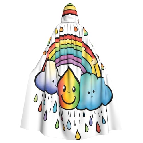 Longzehao Uni-Bademantel, Umhang für Erwachsene, Regenbogen, Wolken, Regentropfen, 1 Druck, Kapuzenumhang für Cosplay, Halloween, Karneval, Kostüme Longzehao Uni-Bademantel, Umhang für Erwachsene, Regenbogen, Wolken, Regentropfen, 1 Druck, Kapuzenumhang für Cosplay, Halloween, Karneval, Kostüme von Longzehao