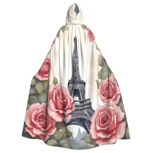 Longzehao Uni Roben Umhänge Erwachsene Eiffelturm Rose Flower Print Kapuzenmantel für Cosplay Halloween Karneval Kostüme Longzehao Uni Roben Umhänge Erwachsene Eiffelturm Rose Flower Print Kapuzenmantel für Cosplay Halloween Karneval Kostüme von Longzehao