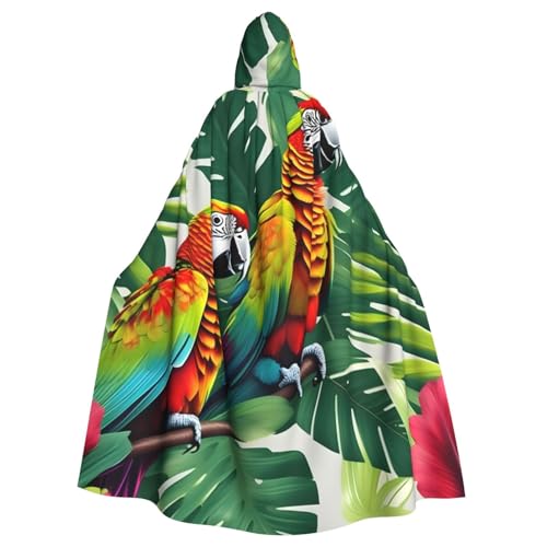 Longzehao Uni Roben Umhänge Erwachsene Tropische Blume Blatt Papagei Print Kapuze Mantel für Cosplay Halloween Karneval Kostüme von Longzehao