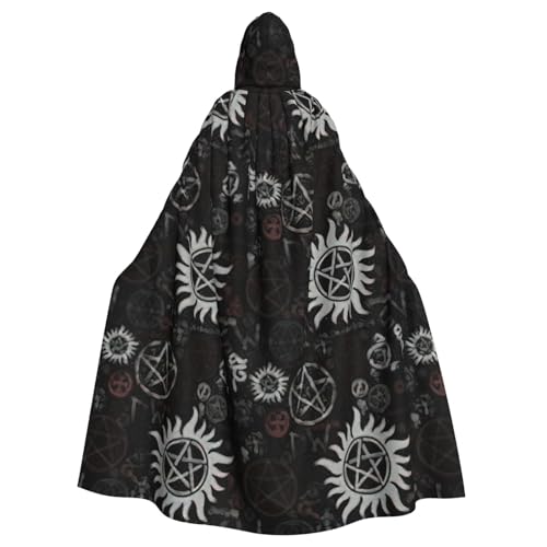 Longzehao Unisex Bademäntel, Capes für Erwachsene, übernatürliche Symbole, schwarzer Druck, Kapuzenumhang für Cosplay, Halloween, Karneval, Kostüme Longzehao Unisex Bademäntel, Capes für Erwachsene, übernatürliche Symbole, schwarzer Druck, Kapuzenumhang für Cosplay, Halloween, Karneval, Kostüme von Longzehao