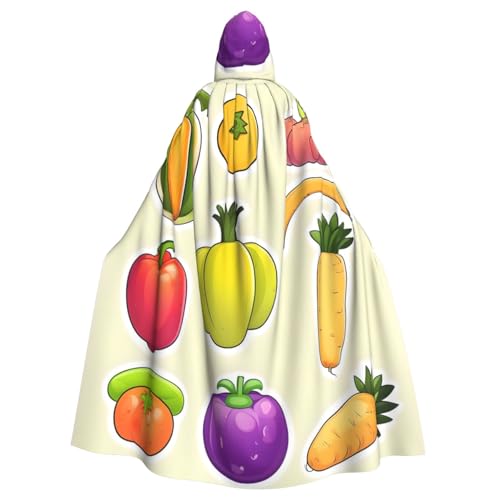 Longzehao Unisex Bademäntel, Umhang für Erwachsene, Cartoon, Gemüse, Obst, Druck, Kapuzenumhang für Cosplay, Halloween, Karneval, Kostüme von Longzehao