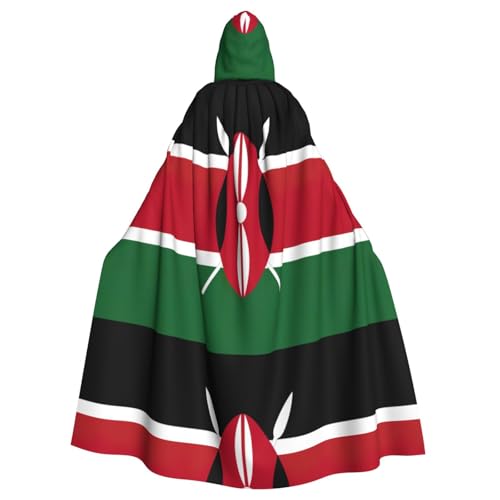 Longzehao Unisex Bademäntel, Umhang für Erwachsene, Flagge von Kenia, bedruckt, Kapuzenumhang für Cosplay, Halloween, Karneval, Kostüme von Longzehao