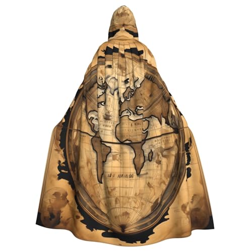 Longzehao Unisex Bademäntel, Umhang für Erwachsene, alte Karte, Weltkugel-Druck, Kapuzenumhang für Cosplay, Halloween, Karneval, Kostüme Longzehao Unisex Bademäntel, Umhang für Erwachsene, alte Karte, Weltkugel-Druck, Kapuzenumhang für Cosplay, Halloween, Karneval, Kostüme von Longzehao