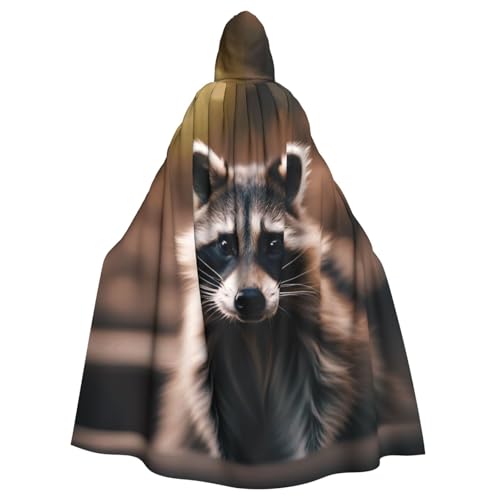 Longzehao Unisex Bademäntel, Umhang für Erwachsene, niedlicher Waschbär (1) Druck Kapuzenumhang für Cosplay, Halloween, Karneval, Kostüme von Longzehao