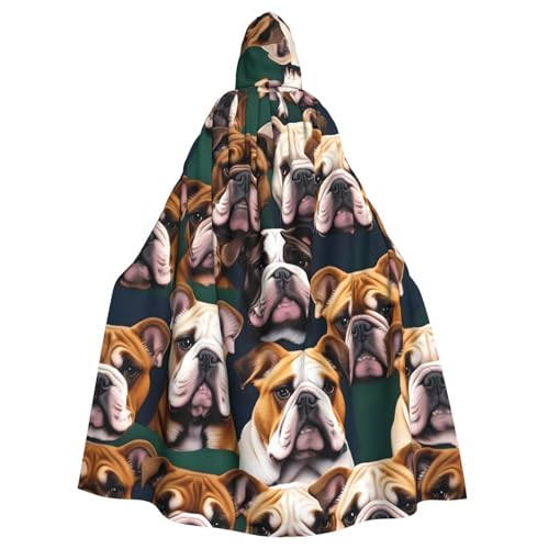 Longzehao Unisex Bademäntel, Umhang für Erwachsene, niedlicher englischer Bulldoggen-Druck, Kapuzenumhang für Cosplay, Halloween, Karneval, Kostüme Longzehao Unisex Bademäntel, Umhang für Erwachsene, niedlicher englischer Bulldoggen-Druck, Kapuzenumhang für Cosplay, Halloween, Karneval, Kostüme von Longzehao