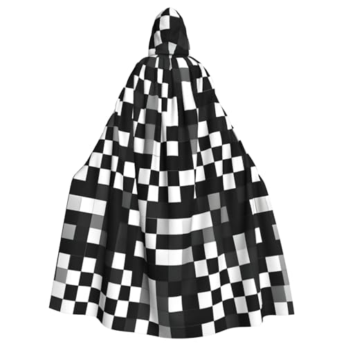 Longzehao Unisex Bademäntel, Umhang für Erwachsene, schwarz-weiß, Formel, Karomuster, Druck, Kapuzenumhang für Cosplay, Halloween, Karneval, Kostüme Longzehao Unisex Bademäntel, Umhang für Erwachsene, schwarz-weiß, Formel, Karomuster, Druck, Kapuzenumhang für Cosplay, Halloween, Karneval, Kostüme von Longzehao