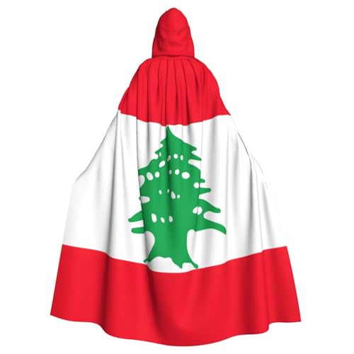Longzehao Unisex Bademäntel, Umhang mit Libanon-Flagge, bedruckt, Kapuzenumhang für Cosplay, Halloween, Karneval, Kostüme von Longzehao