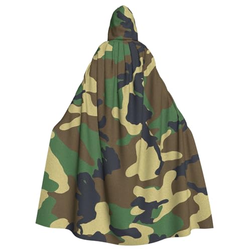 Longzehao Unisex-Bademantel, Umhang für Erwachsene, Grün, Militär, Camouflage-Druck, Kapuzenumhang für Cosplay, Halloween, Karneval, Kostüme von Longzehao