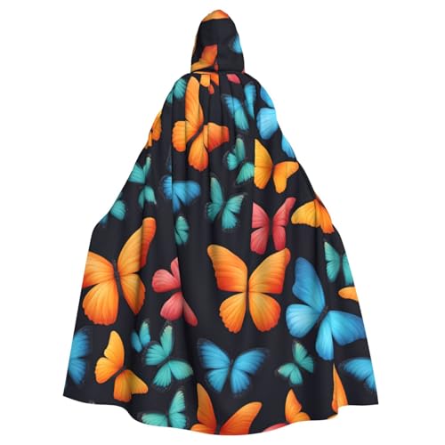 Longzehao Unisex-Bademantel, Umhang für Erwachsene, buntes Schmetterlings-Druck, Kapuzenumhang für Cosplay, Halloween, Karneval, Kostüme Longzehao Unisex-Bademantel, Umhang für Erwachsene, buntes Schmetterlings-Druck, Kapuzenumhang für Cosplay, Halloween, Karneval, Kostüme von Longzehao
