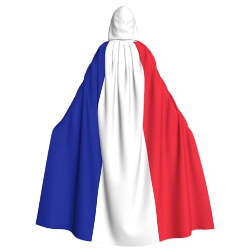 Longzehao Unisex-Bademantel, Umhang mit französischer Flagge, bedruckt, Kapuzenumhang für Cosplay, Halloween, Karneval, Kostüme von Longzehao