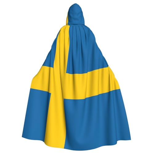 Longzehao Unisex-Bademantel, Umhang mit schwedischer Flagge, bedruckt, Kapuzenumhang für Cosplay, Halloween, Karneval, Kostüme Longzehao Unisex-Bademantel, Umhang mit schwedischer Flagge, bedruckt, Kapuzenumhang für Cosplay, Halloween, Karneval, Kostüme von Longzehao