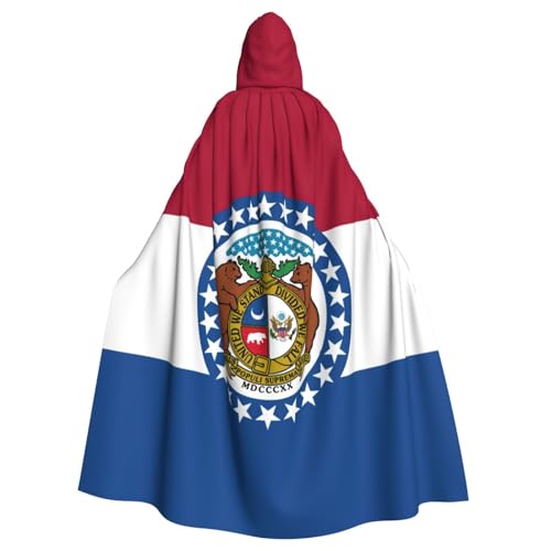 Longzehao Unisex-Bademantel für Erwachsene, Missouri-Staatsflagge, bedruckt, Kapuzenumhang für Cosplay, Halloween, Karneval, Kostüme von Longzehao