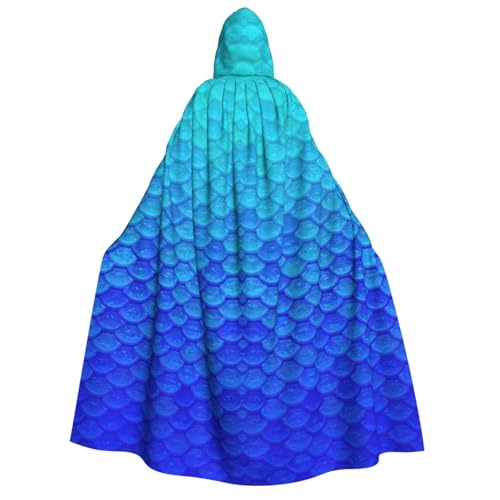 Longzehao Unisex-Kapuzenumhang mit Meerjungfrauen-Motiv, Meerblau, für Erwachsene, Dekoration, Cosplay-Kostüme, Halloween-Kapuzenmantel von Longzehao