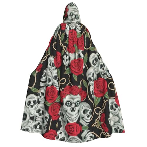 Longzehao Unisex-Kapuzenumhang mit Totenkopf und roter Rose, für Erwachsene, Dekoration, Cosplay-Kostüme, Halloween-Kapuzenmantel Longzehao Unisex-Kapuzenumhang mit Totenkopf und roter Rose, für Erwachsene, Dekoration, Cosplay-Kostüme, Halloween-Kapuzenmantel von Longzehao