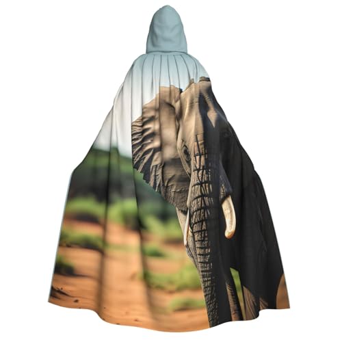Longzehao Unisex Kapuzenumhang mit afrikanischem Elefanten-Druck, Dekoration, Cosplay-Kostüme, Halloween-Kapuzenmantel von Longzehao