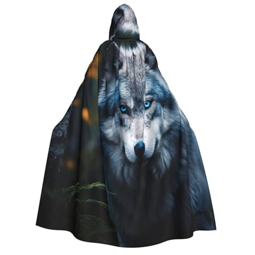 Longzehao Unisex Kapuzenumhang mit blauen Augen, Wolf1-Druck, für Erwachsene, Dekoration, Cosplay-Kostüme, Halloween-Kapuzenmantel Longzehao Unisex Kapuzenumhang mit blauen Augen, Wolf1-Druck, für Erwachsene, Dekoration, Cosplay-Kostüme, Halloween-Kapuzenmantel von Longzehao