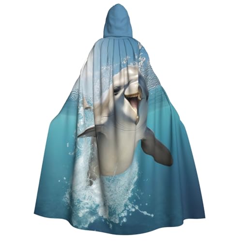 Longzehao Unisex Kapuzenumhang mit lustigem Tier-Delfin-Druck, für Erwachsene, Dekoration, Cosplay-Kostüme, Halloween-Kapuzenmantel Longzehao Unisex Kapuzenumhang mit lustigem Tier-Delfin-Druck, für Erwachsene, Dekoration, Cosplay-Kostüme, Halloween-Kapuzenmantel von Longzehao