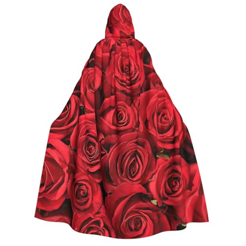 Longzehao Unisex Kapuzenumhang mit roter Rose für Erwachsene, Dekoration, Cosplay-Kostüme, Halloween-Kapuzenmantel von Longzehao