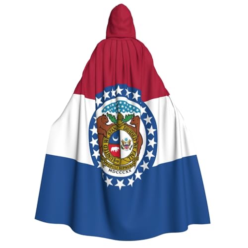 Longzehao Unisex Missouri State Flag Print Erwachsene Kapuzenumhang, Dekoration, Umhang, Cosplay-Kostüme, Halloween Hoodie Robe von Longzehao
