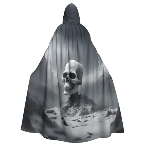 Longzehao Unisex Robe Capes Capes Adult White Punk Skul Print Hooded Cloak for Cosplay Halloween Carnival Costumes von Longzehao