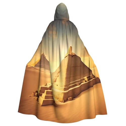 Longzehao Unisex Robe Capes Erwachsene Ägyptische Pyramide in Wüstendruck Kapuzenumhang für Cosplay Halloween Karneval Kostüme von Longzehao