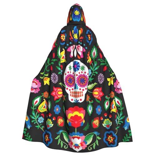 Longzehao Unisex Roben Capes Erwachsene Zucker und Totenköpfe und Blumen Druck Kapuzenumhang für Cosplay Halloween Karneval Kostüme Longzehao Unisex Roben Capes Erwachsene Zucker und Totenköpfe und Blumen Druck Kapuzenumhang für Cosplay Halloween Karneval Kostüme von Longzehao