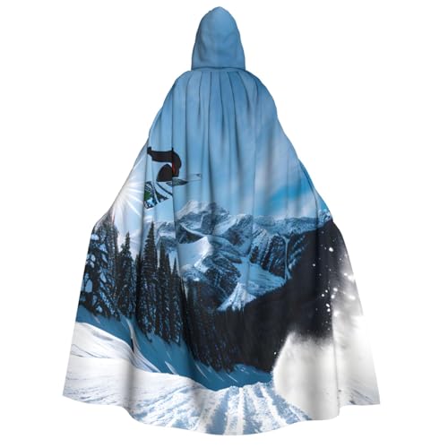 Longzehao Unisex-Snowboard-Aufdruck, Kapuzenumhang für Erwachsene, Dekoration, Cosplay-Kostüme, Halloween-Kapuzenmantel von Longzehao