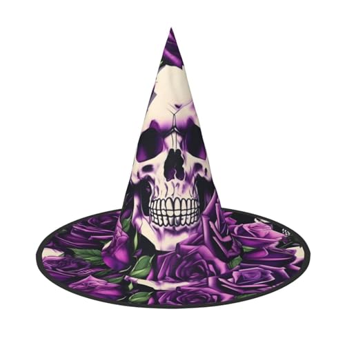 Longzehao Viele lila Rosen Totenkopf Druck Halloween Kostüm Hexenhut Erwachsene Cosplay Karneval Party Kostüm Zubehör Longzehao Viele lila Rosen Totenkopf Druck Halloween Kostüm Hexenhut Erwachsene Cosplay Karneval Party Kostüm Zubehör von Longzehao