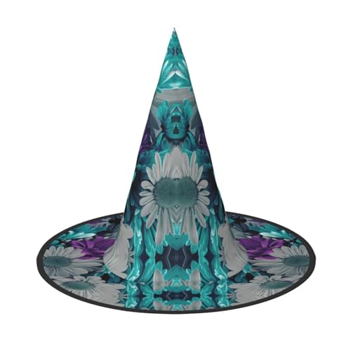 Longzehao Violette und blaugrüne Blumen Druck Halloween Kostüm Hexenhut Erwachsene Cosplay Karneval Party Kostüm Zubehör Longzehao Violette und blaugrüne Blumen Druck Halloween Kostüm Hexenhut Erwachsene Cosplay Karneval Party Kostüm Zubehör von Longzehao