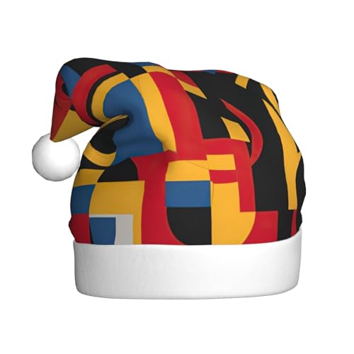 Longzehao Weihnachtsmütze für Erwachsene, Plüsch, dekorativ, in Rot, Gelb, Blau und Schwarz, bedruckt, Uni, Weihnachtsmannmütze für Weihnachtsaccessoires Longzehao Weihnachtsmütze für Erwachsene, Plüsch, dekorativ, in Rot, Gelb, Blau und Schwarz, bedruckt, Uni, Weihnachtsmannmütze für Weihnachtsaccessoires von Longzehao